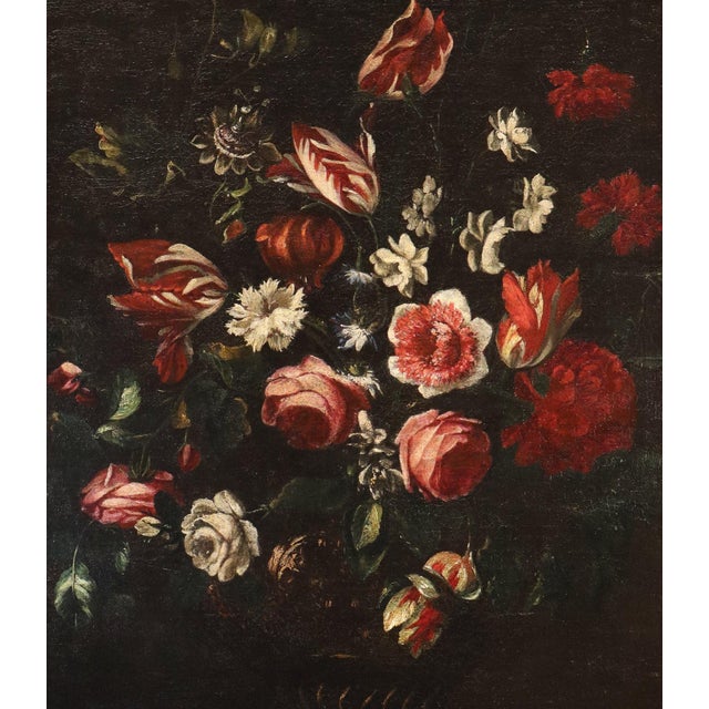 Baroque Giovanni Stanchi, Still Life with Vase of Flowers, 1680, Oil on Canvas For Sale - Image 3 of 15