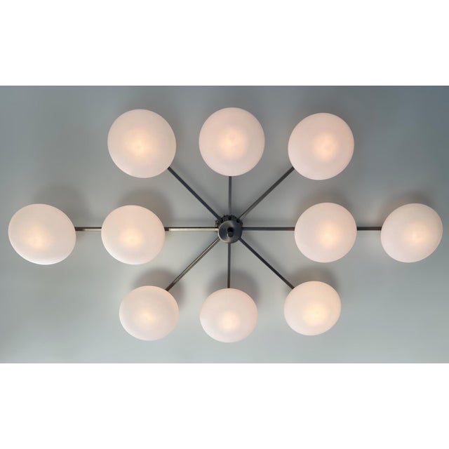 Not Yet Made - Made To Order 21st Century Dieci Satin Black Nickel Matte White Murano Flush Mount by Fabio LTD For Sale - Image 5 of 6