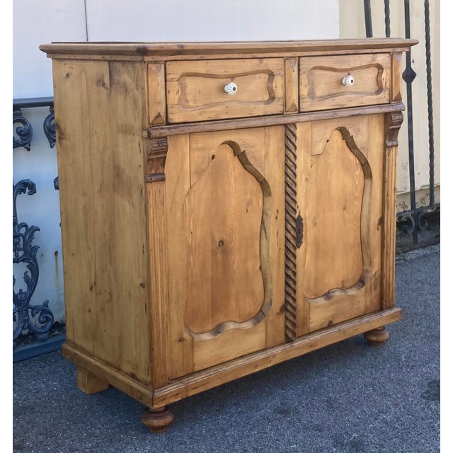 Rustic European Late 19th Century Pine Dresser Base With Two Doors and Two Drawers For Sale - Image 3 of 18