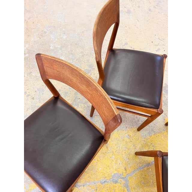 Wood Chairs in Teak and Leather by Henning Kjærnulf for Korup Stolefabrik, Set of 4 For Sale - Image 7 of 11