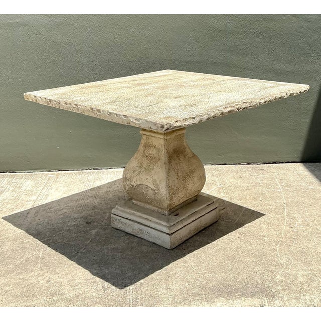 Vintage Square Stone Top Pedestal Dining Table For Sale - Image 12 of 15