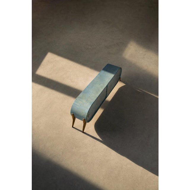 Mid-Century Modern Italian Turquoise Streamline Wood Sideboard, 1960s For Sale - Image 10 of 18