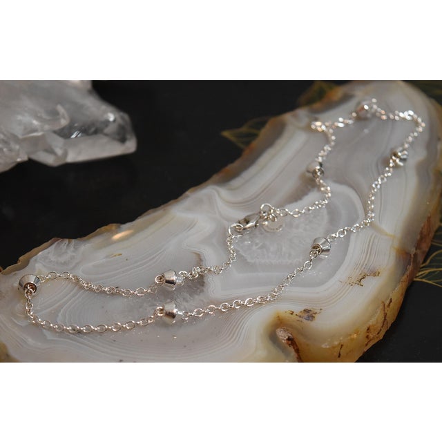 Late 20th Century Tiffany & Co. Sterling Silver 'Barrel Bead' Station Necklace 16" Retired For Sale - Image 4 of 11