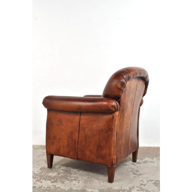Brown Vintage Armchair in Leather, 1950s For Sale - Image 8 of 13