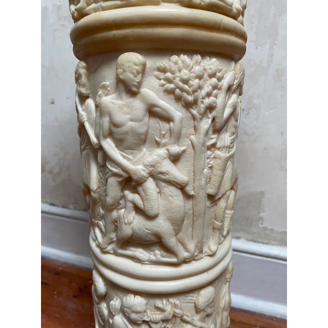 Plastic Classical Revival Carved Resin 31" Column Pedestal For Sale - Image 7 of 13