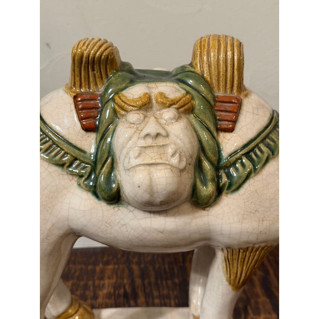 Large Vintage Chinese Tang-Style Crackle Glaze Ceramic Camel Sculpture For Sale In Dallas - Image 6 of 18