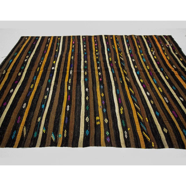 Traditional Striped Vintage Kilim Rug-7'2x10'2" For Sale - Image 3 of 7