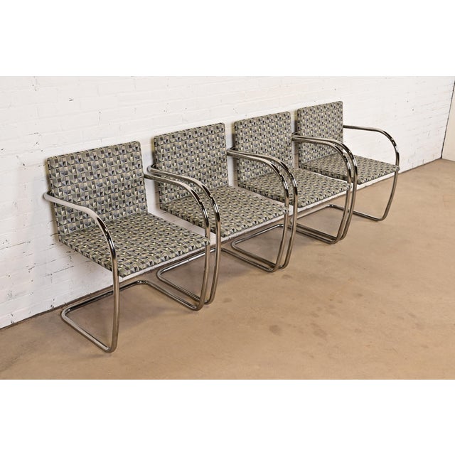 Late 20th Century Mies Van Der Rohe for Knoll Chrome Brno Chairs, Set of Four For Sale - Image 5 of 12