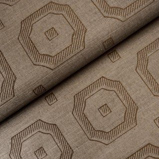 SAMPLE - Schumacher Belveled Frame Sisal Wallpaper In Sepia For Sale