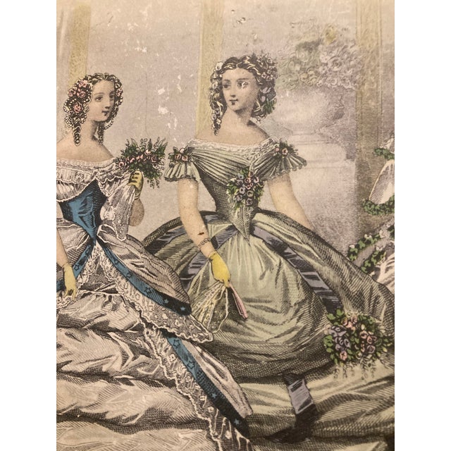 American 1860s Titled "The Soiree," Likely Featured in Godey's Lady's Book. Print Was Engraved by the New York-Based Firm Capewell & Kimmel Fashion Era:1860 For Sale - Image 3 of 12