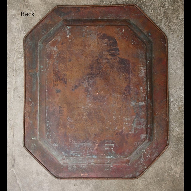 Metal Copper Sheet Tray with Engraved Pattern, 1970s For Sale - Image 7 of 10