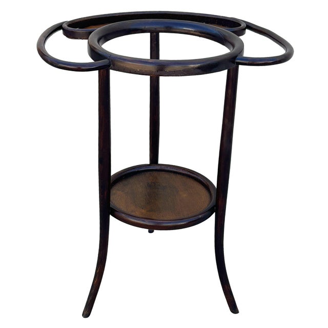 Late Victorian bentwood wash/shaving stand by Thonet. Crafted with the companies signature steam-bent bentwood frame, the...