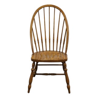 Thomasville Furniture Homecoming Collection Solid Oak Rustic Country Style Bowback Windsor Dining Side Chair 43821-845 For Sale