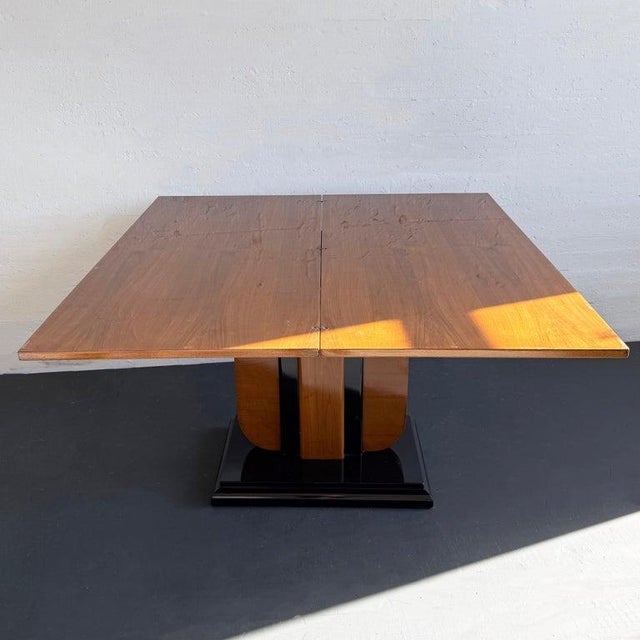 Wood 1930s Art Deco Mahogany Flip-Top Console Dining Table For Sale - Image 7 of 12