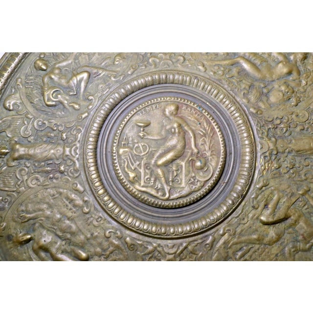 Bronze Antique Ornate Figural Mythological Temperantia Bronze German Relief Plate Bowl For Sale - Image 8 of 12