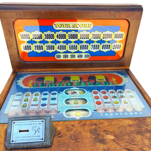 Rare 1938 Jumbo Parade-Payout Slot Machine by Mills Novelty Co. For Sale - Image 9 of 13