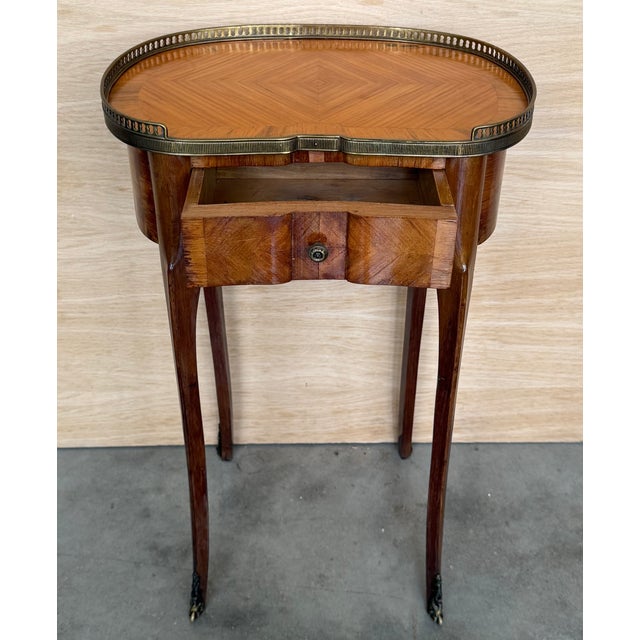 Pair of French Kidney Shape Nightstands Bedside Tables Louis Xvi, Circa 1910 For Sale - Image 6 of 13