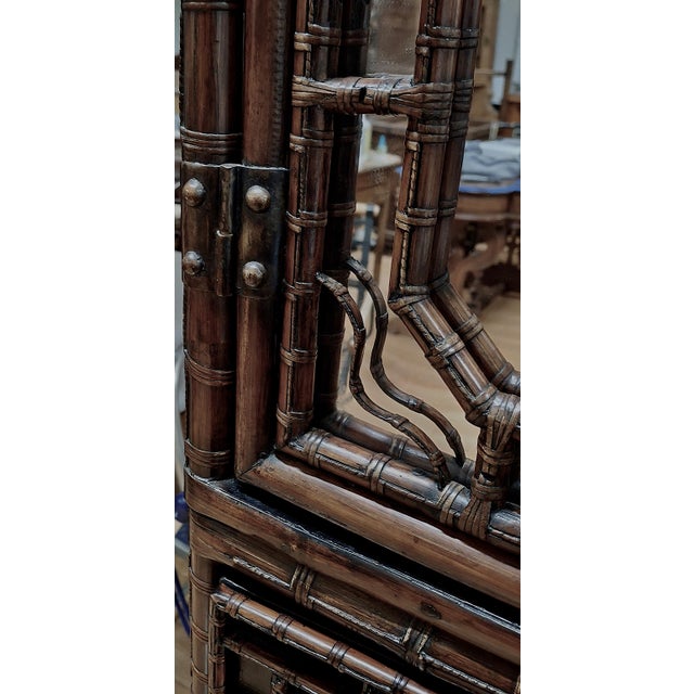 Late Qing Dynasty Tall Bamboo Open-Fretwork Display Cabinet For Sale - Image 10 of 13