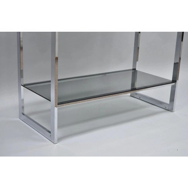 Mid Century Modern Baughman Style Chrome Smoked Glass Etagere Bookcase Shelf For Sale - Image 9 of 11
