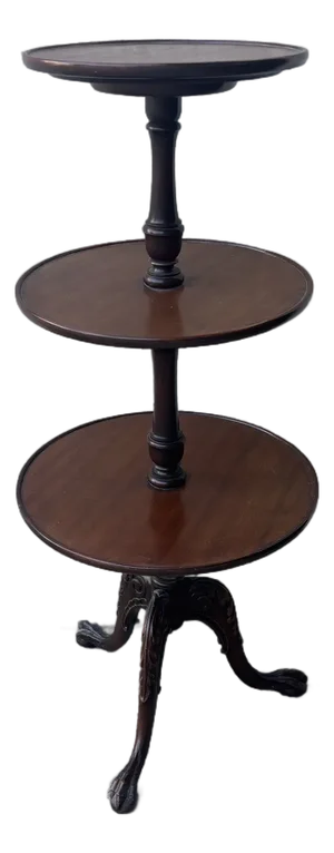 Antique English Claw Foot Mahogany Dumb Waiter With Three Tiers