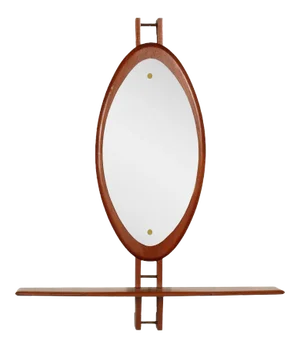 Mid-Century Teak Wall Console with Mirror by Clausen & Søn, 1960s