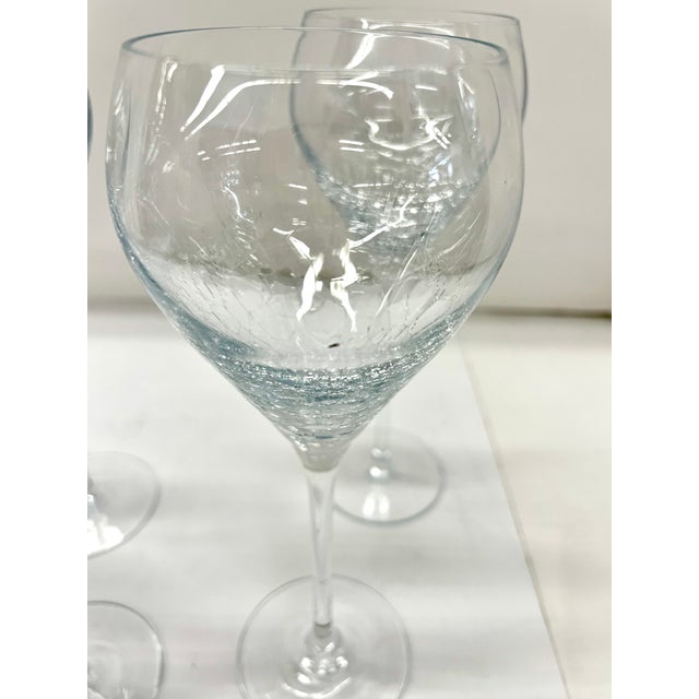 Stemware Set of 4 Beautiful Modern Wine Glasses With Ice Crackle Effect For Sale In Detroit - Image 6 of 7