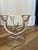 Glass Antique Mid-Century Modern Paden City Lucy Pattern Clear Glass Twin Arm Double Candelabras - Pair For Sale - Image 7 of 10