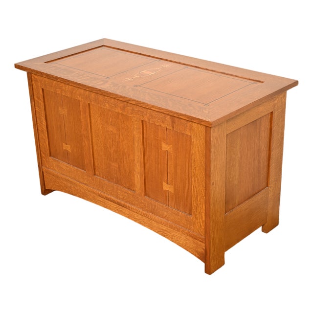 Stickley Harvey Ellis Collection Mission Arts & Crafts Inlaid Oak Blanket Chest For Sale
