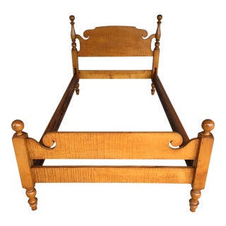 Antique Tiger Maple Chippendale Style Cannon Ball Twin Bed For Sale