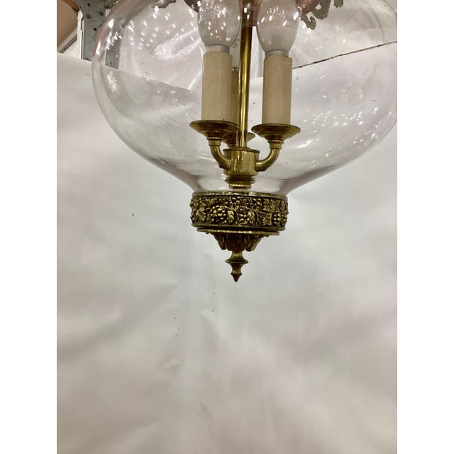 Early 19th Century English Regency Clear Glass Bell Jar Lantern For Sale - Image 4 of 7