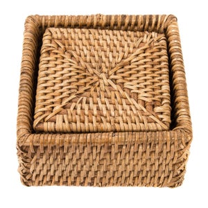 Artifacts Rattan 6 Piece Square Coasters With Box
