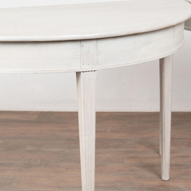 Late 19th Century Swedish White Large Demi Lune Side Tables Consoles For Sale - Image 9 of 12