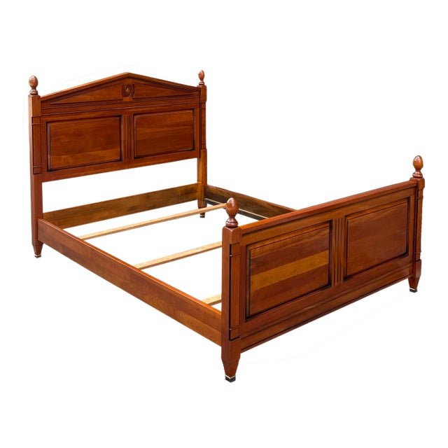 Vintage Harden Solid Cherry Traditional Biedermeier Queen Panel Bed For Sale