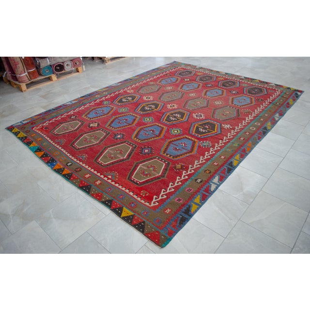 Vintage Hand-Woven Wool Turkish Rug - 8′8″ X 11′7″ For Sale - Image 4 of 15