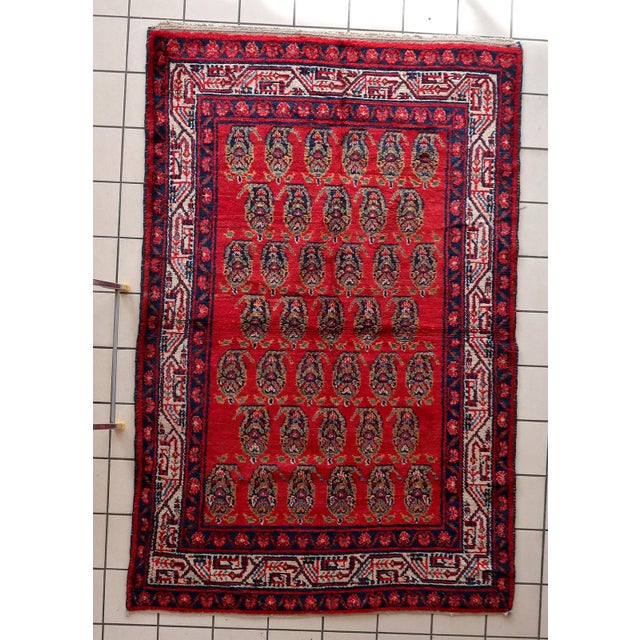 1960s, Handmade Vintage Persian Hamadan Rug 4.6' X 6.11 For Sale - Image 14 of 14