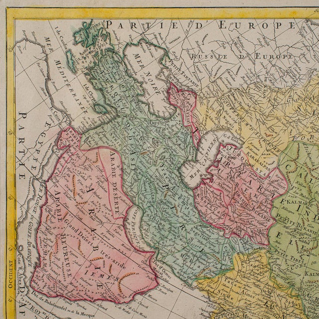 Glass Antique Map of Asia, French, Framed, Atlas, Continental Cartography, Georgian For Sale - Image 7 of 12