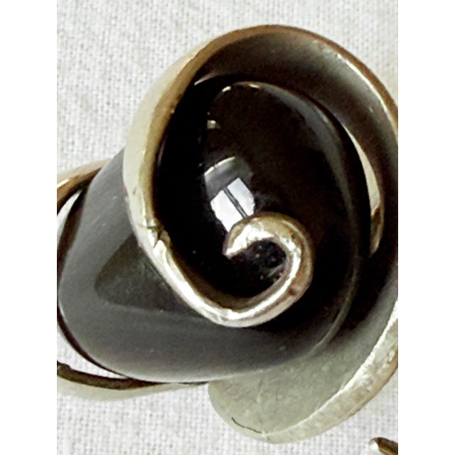 Metal Vintage 1970s Brutalist Modernist Smoky Quartz Statement Ring, Silver-Tone For Sale - Image 7 of 10