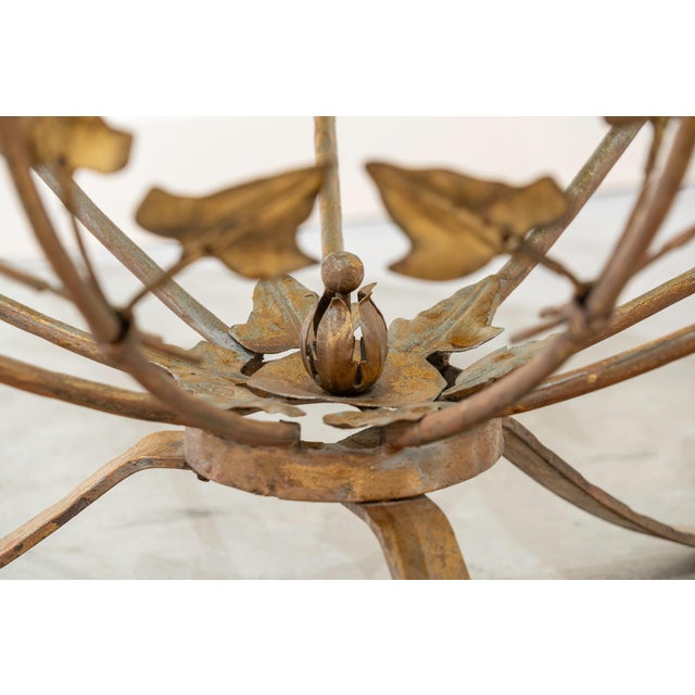 Round Side or Coffee Table in Gilt Iron and Glass, Spain, 1950s For Sale - Image 6 of 8