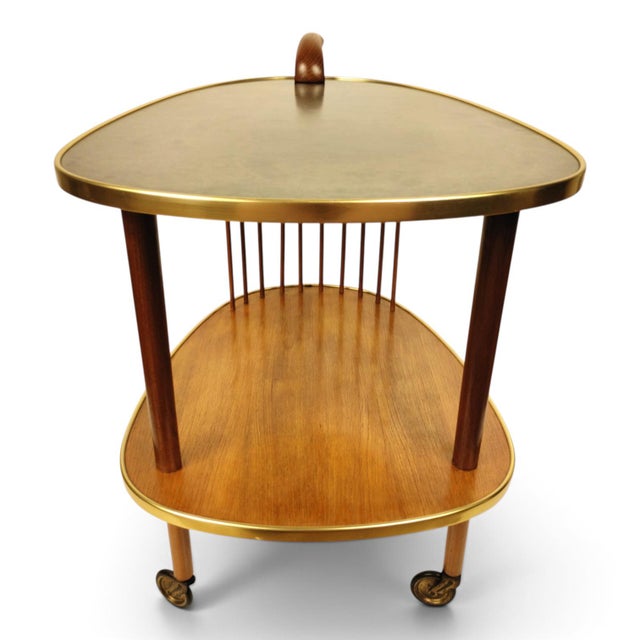 Mid-Century Modern Scandinavian Kidney-Shaped Wooden Bar Cart Serving Trolley, 1960s For Sale - Image 11 of 17