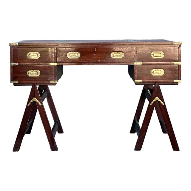 Vintage Boho Jans of London Campaign Writing Desk For Sale