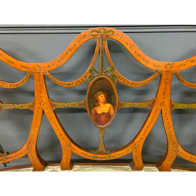 Painted Satinwood Settee, 1900 For Sale - Image 4 of 16