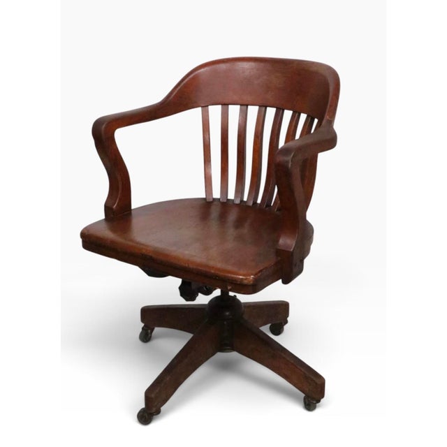 American Antique Bank of England Jury Style Swivel Tilt Desk Chair For Sale - Image 3 of 16