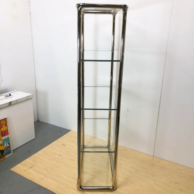 Chrome Large Tubular Etagere Glass Shelf | After Milo Baughman For Sale - Image 8 of 11