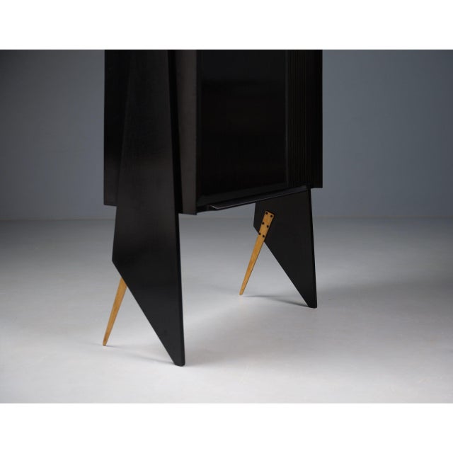 Wood Vintage Italian Black Highboard, 1950s For Sale - Image 7 of 10