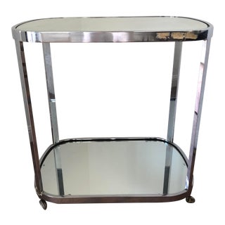 Mid Century Modern Chrome Cocktail Dry Bar Cart For Sale