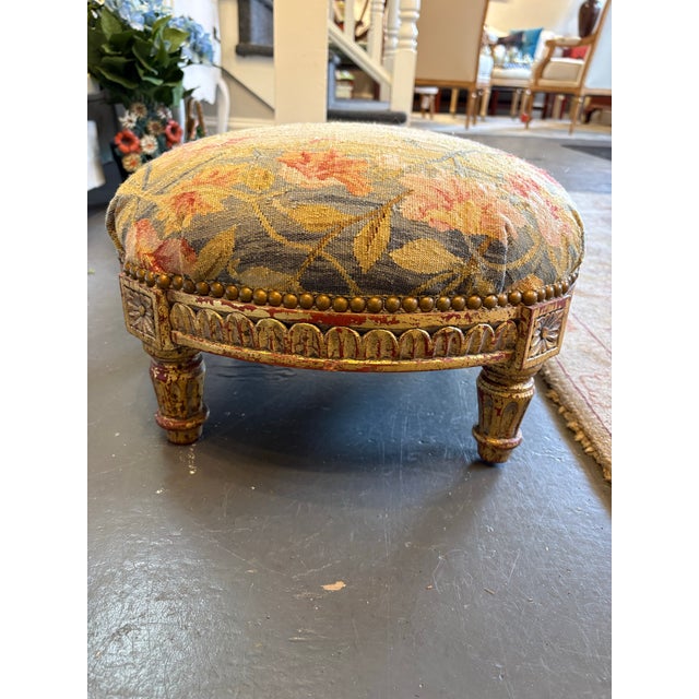Late 20th Century Late 20th Century French Louis XVI Style Tapestry Footstool For Sale - Image 5 of 7