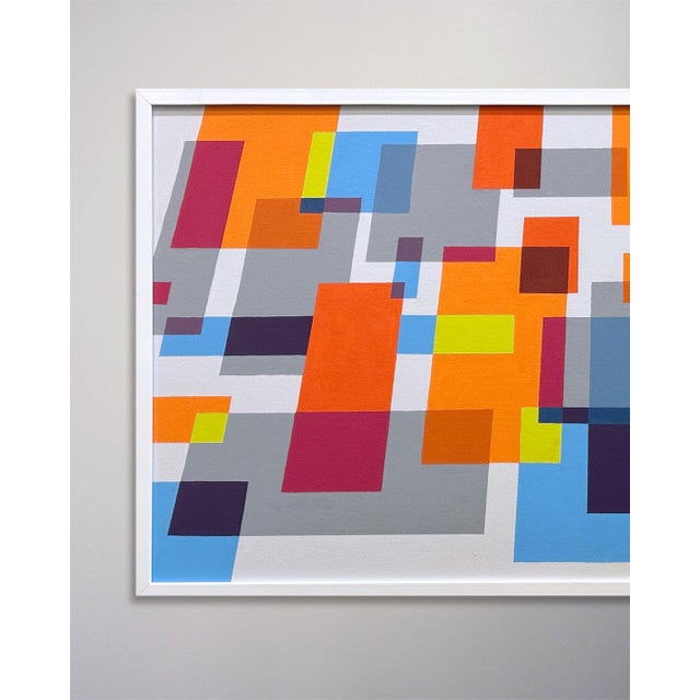 An original abstract hard edge acrylic painting on heavy duty canvas featuring overlapping rectangles in jewel tones. By...