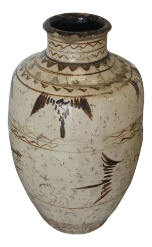 Antique Korean Painted Ceramic Pottery Vessel or Vase