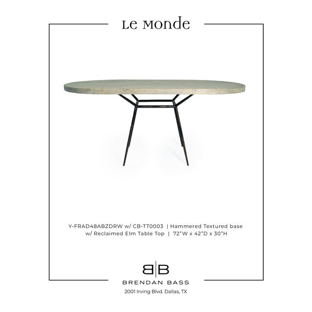 Early 21st Century Mid Century Hammered Textured Base With Reclaimed Elm Table Top For Sale - Image 5 of 6