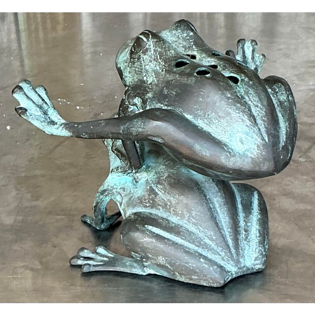 Vintage Boho Patinated Leap Frog Vase For Sale - Image 4 of 9